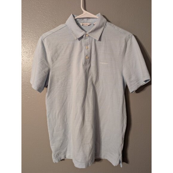 ​Calvin Klein Polo Shirt Men's Small Light Blue Cotton Blend Short Sleeve Logo - Picture 2 of 6